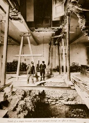 Result of a single German shell that plunged through an office at Rheims, 1914-19